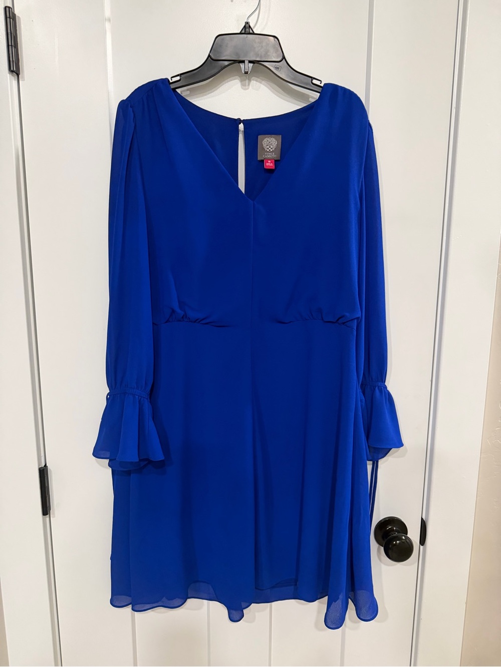Vince Camuto Cobalt Blue Long Sleeve V-Neck Dress Women’s Size 10